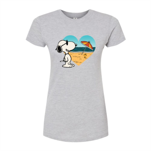 Licensed Character Juniors Peanuts Snoopy Heart Beach Scene Graphic Tee