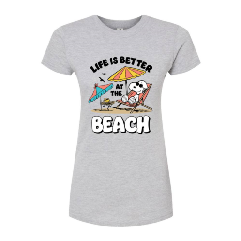 Licensed Character Juniors Peanuts Snoopy At The Beach Graphic Tee