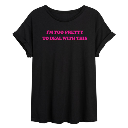 Licensed Character Juniors Im Too Pretty Flowy Graphic Tee