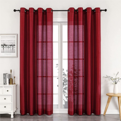 GoodGram Montauk Accents 2 Pack Ultra Luxurious Faux Silk Sheer Grommet Top Curtain Panels