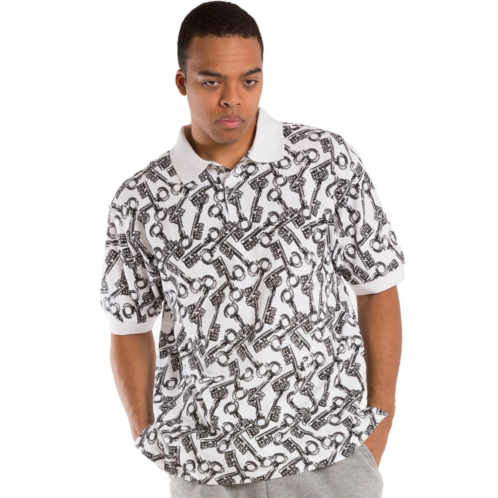 Vibes Mens Fashion Diamond Keys Print Relaxed Polo Shirt