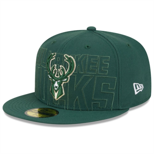 Mens New Era Hunter Green Milwaukee Bucks 2023 NBA Draft 59FIFTY Fitted Hat