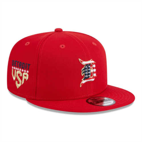 Mens New Era Red Detroit Tigers 2023 Fourth of July 9FIFTY Snapback Adjustable Hat
