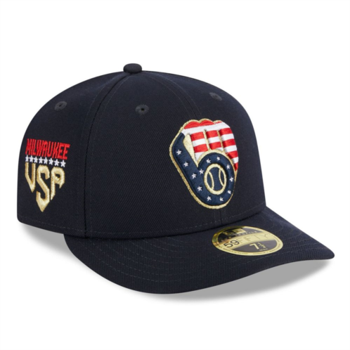 Mens New Era Navy Milwaukee Brewers 2023 Fourth of July Low Profile 59FIFTY Fitted Hat