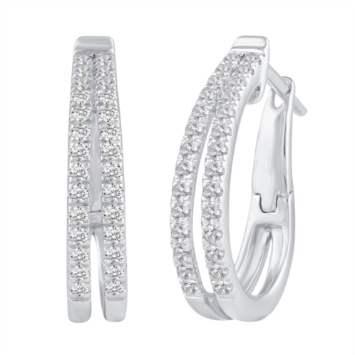 Unbranded Sterling Silver 1/2 Carat T.W. Diamond Double Row Hoop Earrings