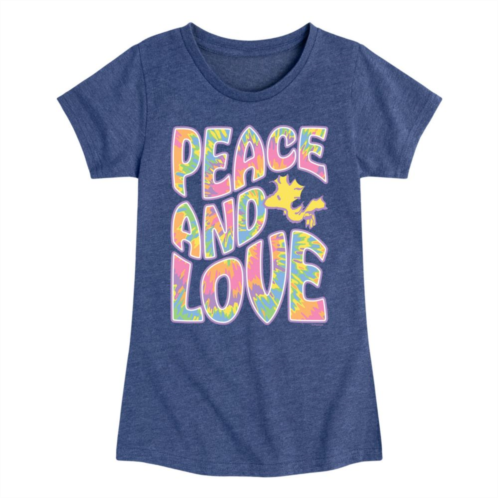 Licensed Character Girls 7-16 Peanuts Woodstock Peace And Love Graphic Tee