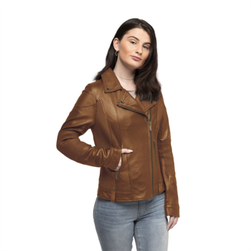 Womens Whet Blu Crossover Leather Jacket