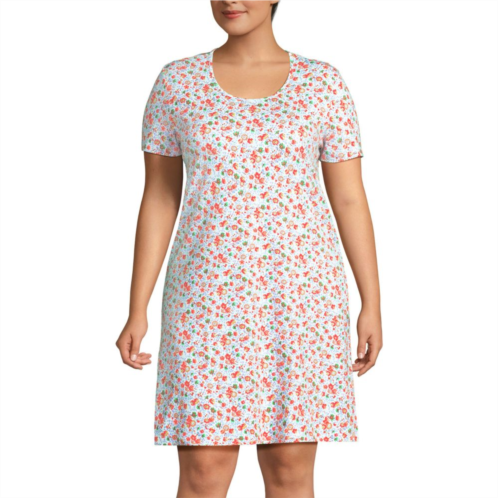 Plus Size Lands End Short Sleeve Knee Length Nightgown