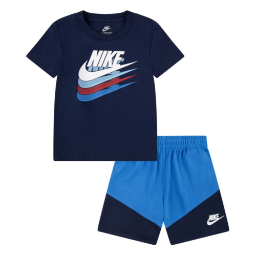 Toddler Boys Nike Sportswear Colorblock Graphic Tee and Shorts Set