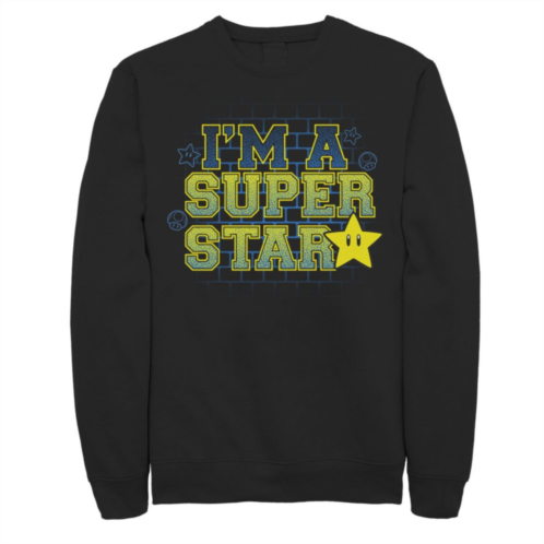 Big & Tall Nintendo Super Mario Bros Im a Super Star Fleece Sweatshirt