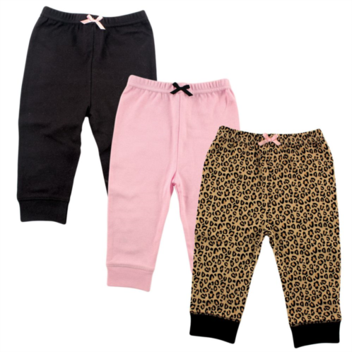 Luvable Friends Baby and Toddler Girl Cotton Pants 3pk, Leopard