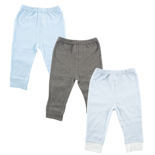 Luvable Friends Baby and Toddler Boy Cotton Pants 3pk, Light Blue Stripe