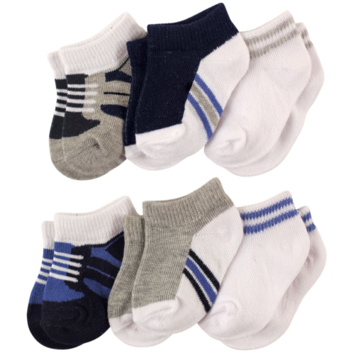 Luvable Friends Baby Boy Newborn and Baby Socks Set, Blue Gray 6-Pack