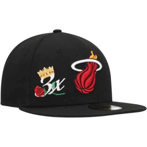Mens New Era Black Miami Heat Crown Champs 59FIFTY Fitted Hat