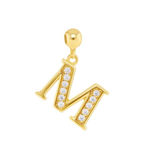 PRIMROSE 18k Gold Plated Pave Cubic Zirconia Initial Sliding Charm