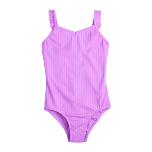 Girls 4-18 Breaking Waves Ruffle Strap One-Piece Swimsuit in Regular & Plus Size
