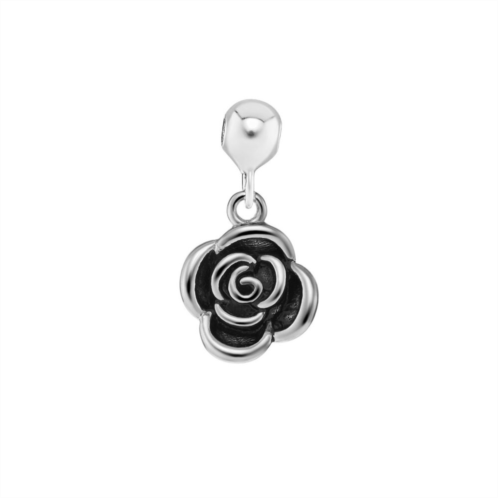 PRIMROSE Sterling Silver Polished Oxidized Rose Sliding Charm