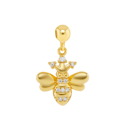 PRIMROSE 18k Gold Plated Polished Cubic Zirconia Bee Sliding Charm