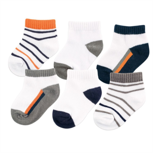 Yoga Sprout Baby Boy Socks, Orange Charcoal 6-Pack