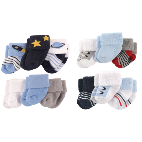 Luvable Friends Infant Boy Cotton Terry Socks, 12-Piece, Space Blue Gray, 0-3 Months