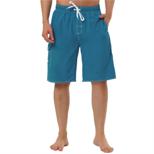 Lars Amadeus Mens Summer Holiday Solid Drawstring Elastic Waist Beach Board Shorts