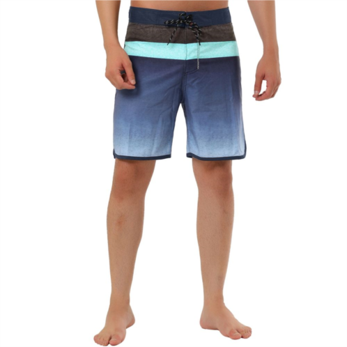 Lars Amadeus Mens Summer Casual Color Block Gradient Printed Swim Board Shorts