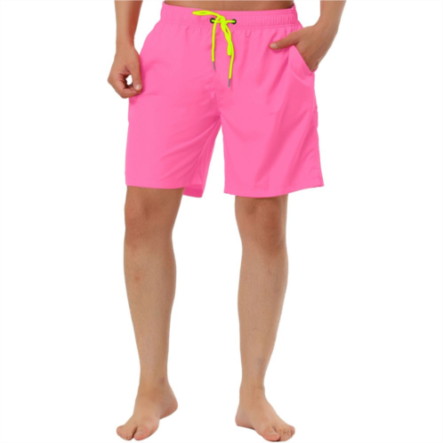 Lars Amadeus Mens Summer Solid Color Beach Drawstring Waist Mesh Lining Swim Shorts