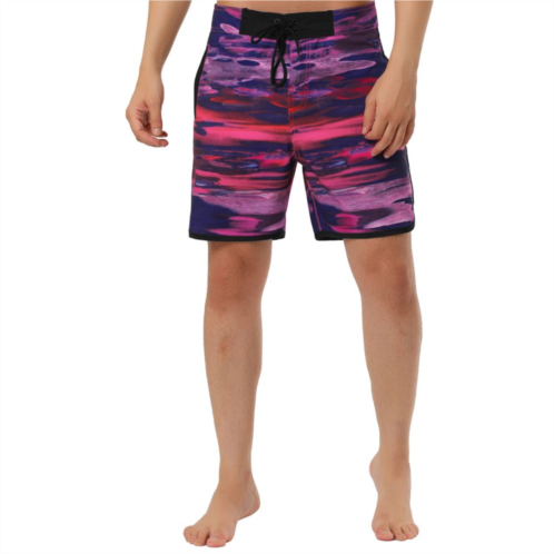 Lars Amadeus Mens Casual Lightweight Drawstring Waist Contrast Color Printed Swimwear Shorts