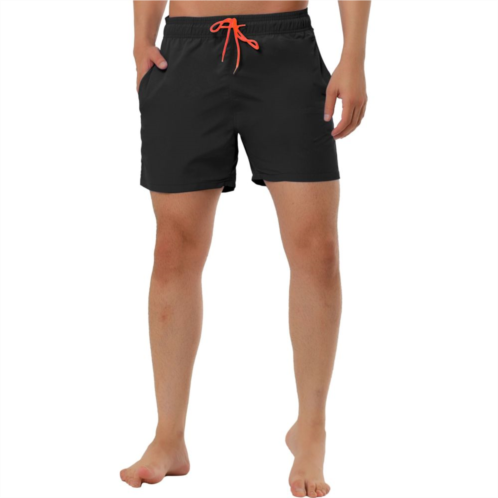 Lars Amadeus Mens Summer Holiday Solid Color Mesh Lining Drawstring Waist Swimwear Shorts