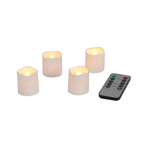 Mikasa Set of 4 White Flickering LED Votive Candles with Remote