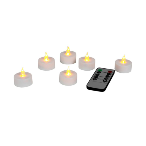 Mikasa Set of 6 White Flickering LED Tealight Candles with Remote