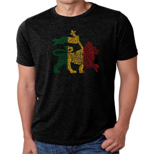 LA Pop Art Rasta Lion - One Love - Mens Premium Blend Word Art T-Shirt