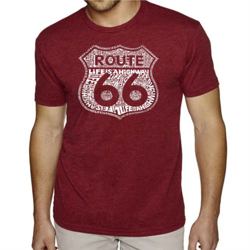 LA Pop Art Route 66 - Life is a Highway - Mens Premium Blend Word Art T-Shirt