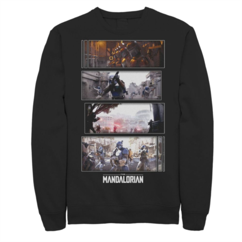 Licensed Character Mens Star Wars The Mandalorian Attack Scenes Boxes Graphic Fleece