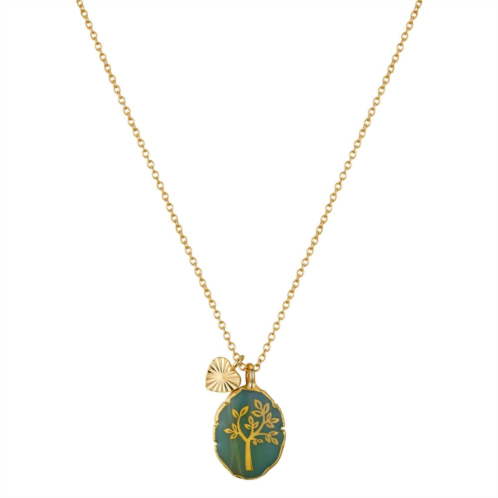 Love This Life 14K Gold Plated Amazonite Family Tree Necklace