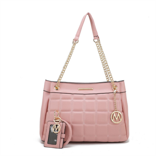 MKF Collection Mabel Quilted shoulder Bag with Bracelet Keychain & a Credit Card Holder by Mia K
