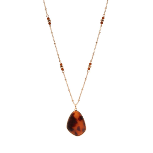Sonoma Goods For Life Gold Tone Beaded Tortoiseshell Pendant Necklace