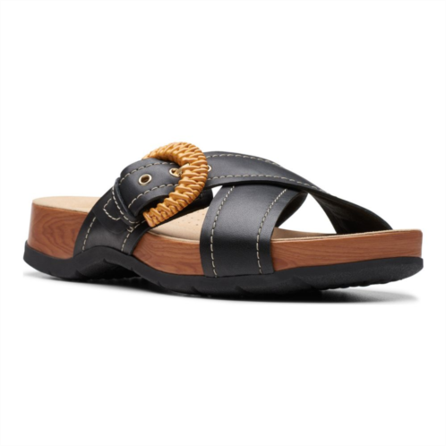 Clarks Reileigh Bay Womens Leather Slide Sandals