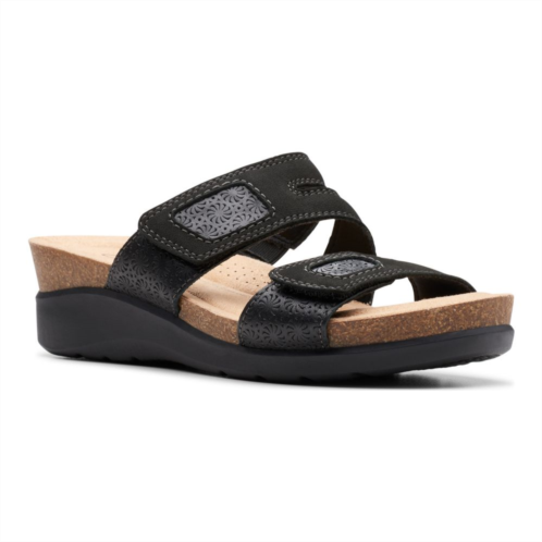 Clarks Calenne Maye Womens Leather Wedge Slide Sandals