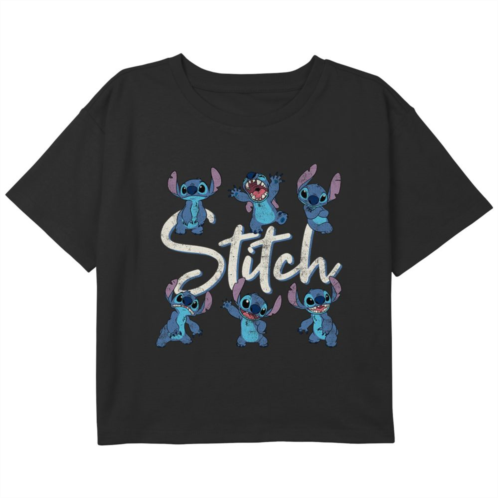 Licensed Character Disneys Girls Lilo & Stitch Poses Of Stitch Boxy Crop Tee