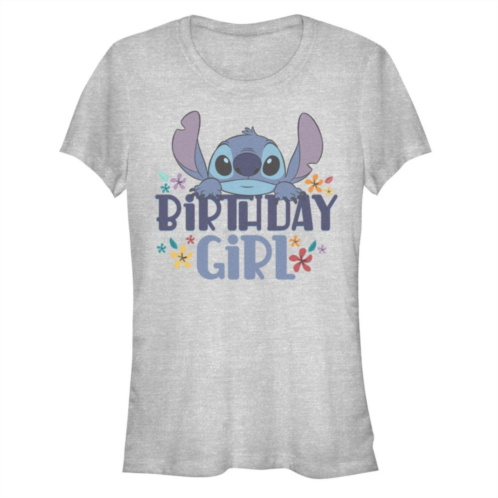 Licensed Character Juniors Disney Lilo & Stitch Birthday Girl Flowers Graphic Tee