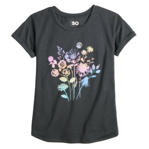 Girls 6-20 SO Roll Cuff Graphic Tee in Regular & Plus Size