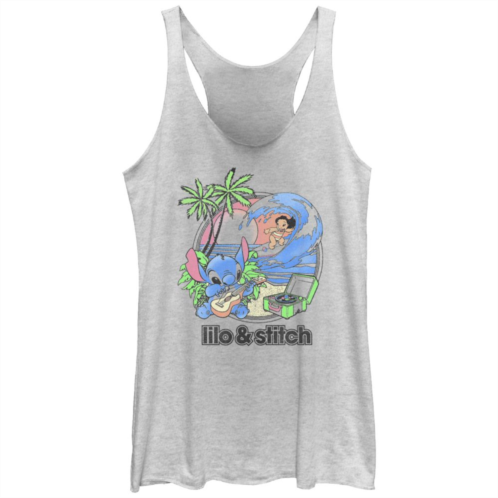 Licensed Character Disneys Lilo & Stitch Womens Beach Duo Surfing Tri-Blend Racerback Tank Top