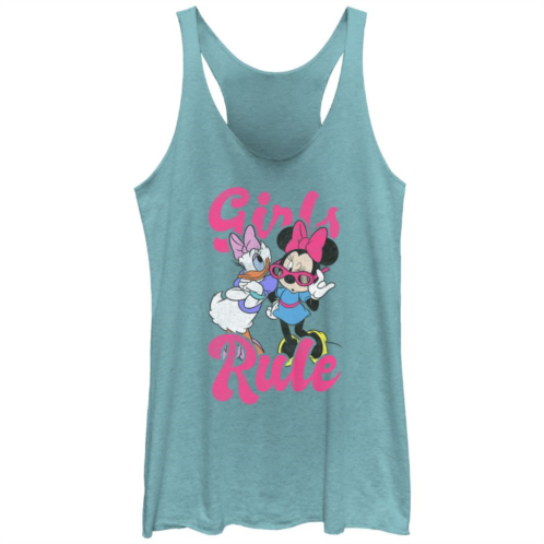 Licensed Character Disneys Minnie Mouse Womens Girls Rule Tri-Blend Racerback Tank Top