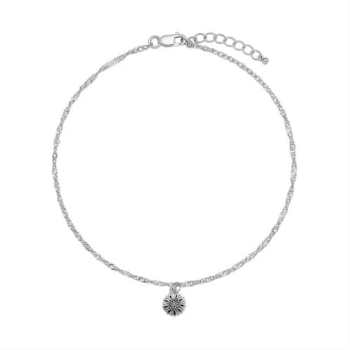 PRIMROSE Sterling Silver Oxidized Flower Anklet