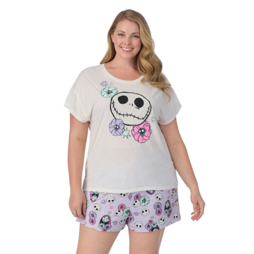 Disneys The Nightmare Before Christmas Plus Size Cap Short Sleeve Pajama Tee & Pajama Shorts Set