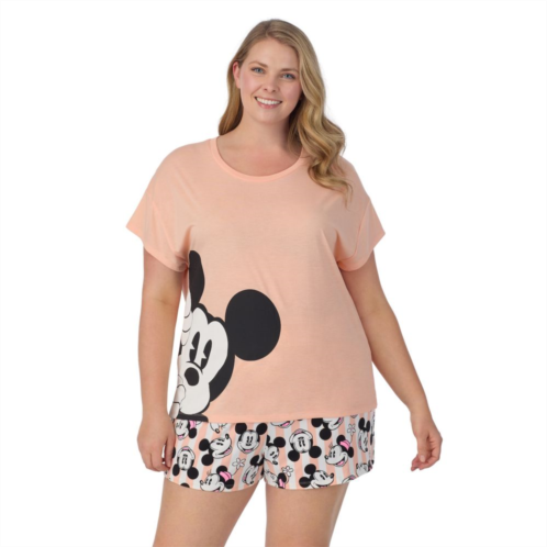 Disneys Mickey Mouse Plus Size Cap Short Sleeve Pajama Tee & Pajama Shorts Set