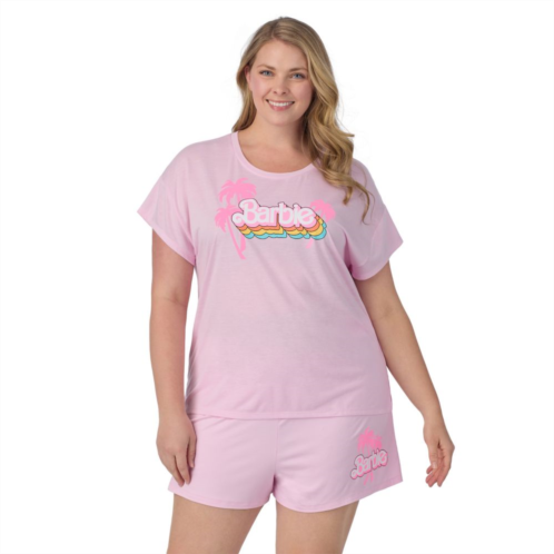 Plus Size Barbie Cap Short Sleeve Pajama Tee & Pajama Shorts Set