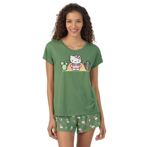 Womens Hello Kitty Cap Short Sleeve Pajama Tee & Pajama Shorts Set