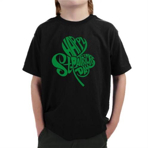 LA Pop Art St. Patricks Day Shamrock - Boys Word Art T-shirt